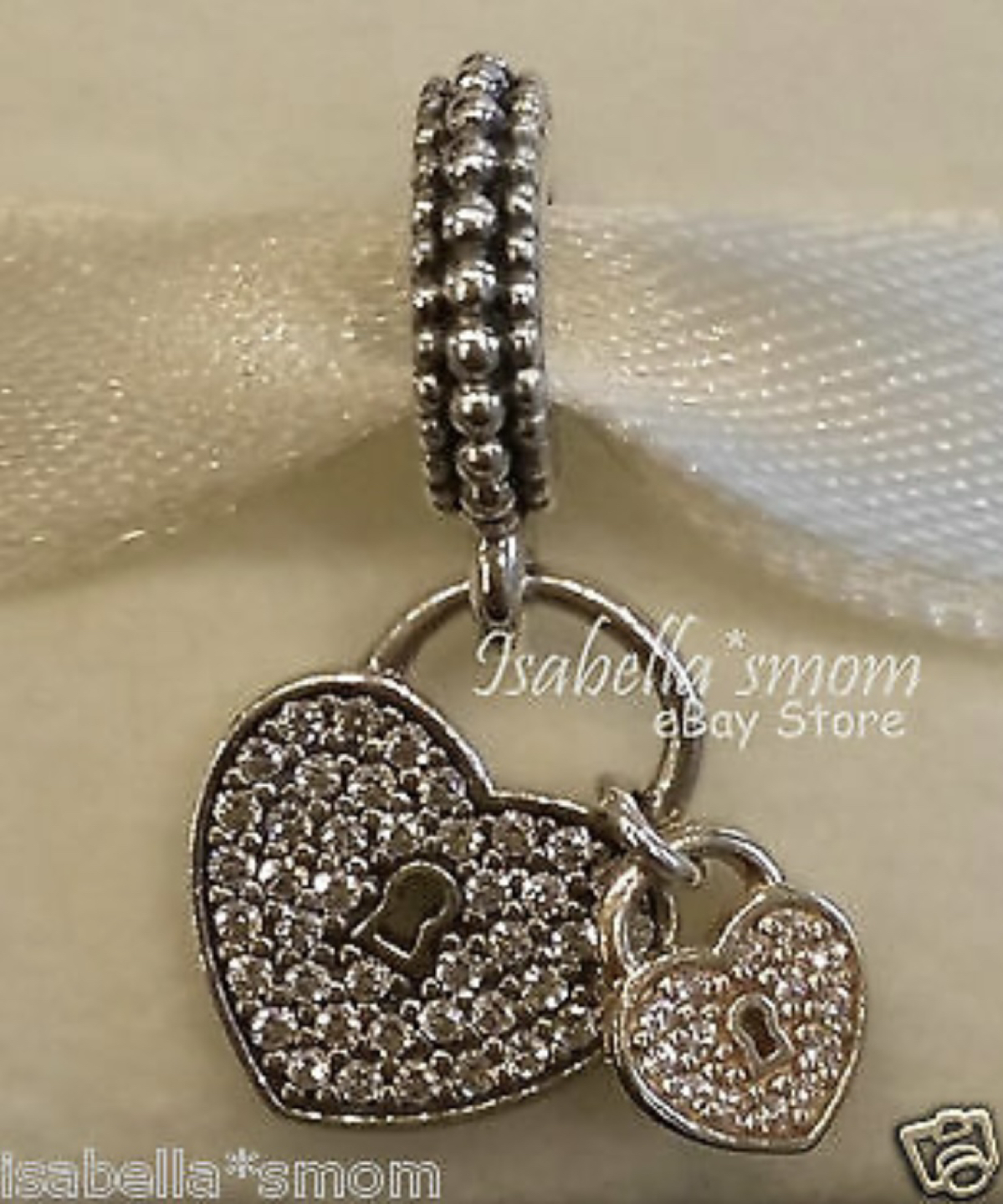 Pavé Heart Padlocks Pandora Dangle Charm with 14k image indicator(3)