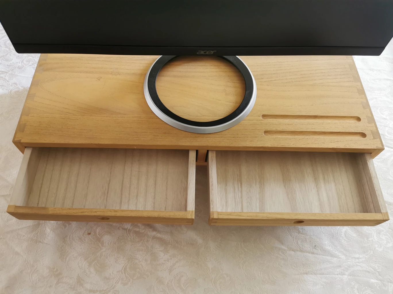 Solid wood monitor stand with two drawers thumbnail