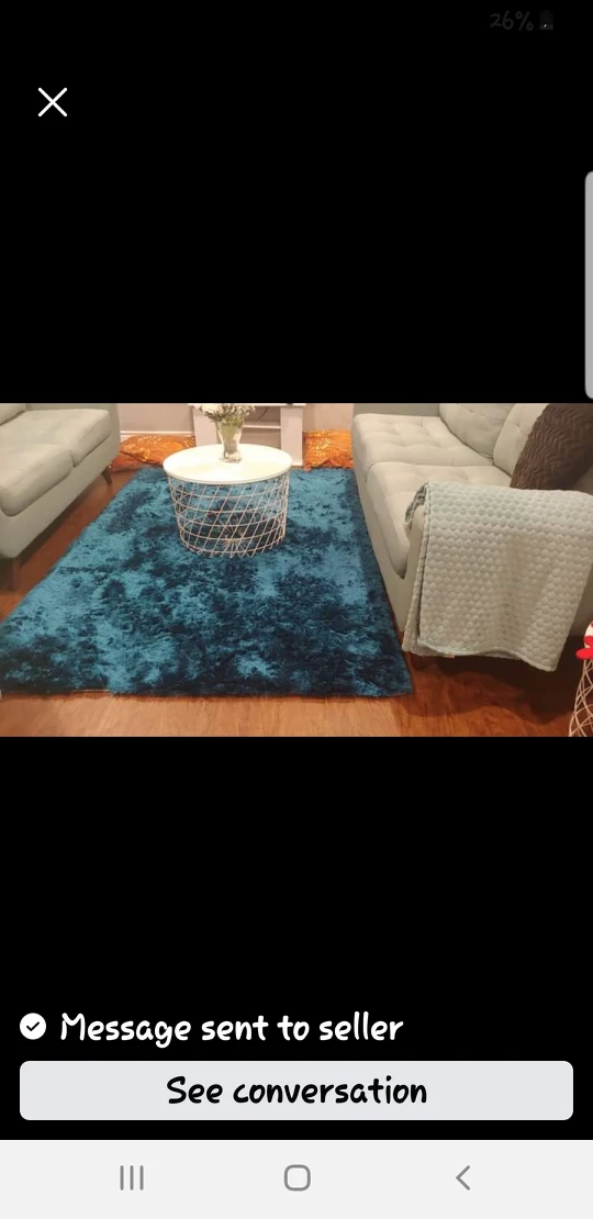SILK HAND TUFTED TEAL RUG 4'9" X 7'6" TOP OF THE LINE thumbnail