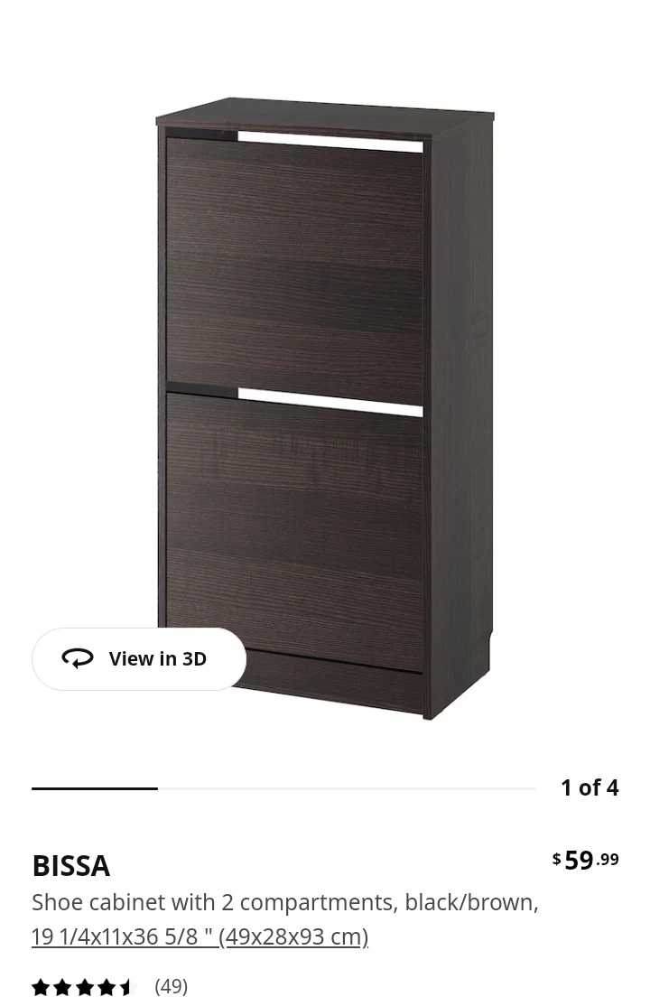 BNIB IKEA Bissa Shoe Cabinet with 2 compartments, black/brown - photo 2