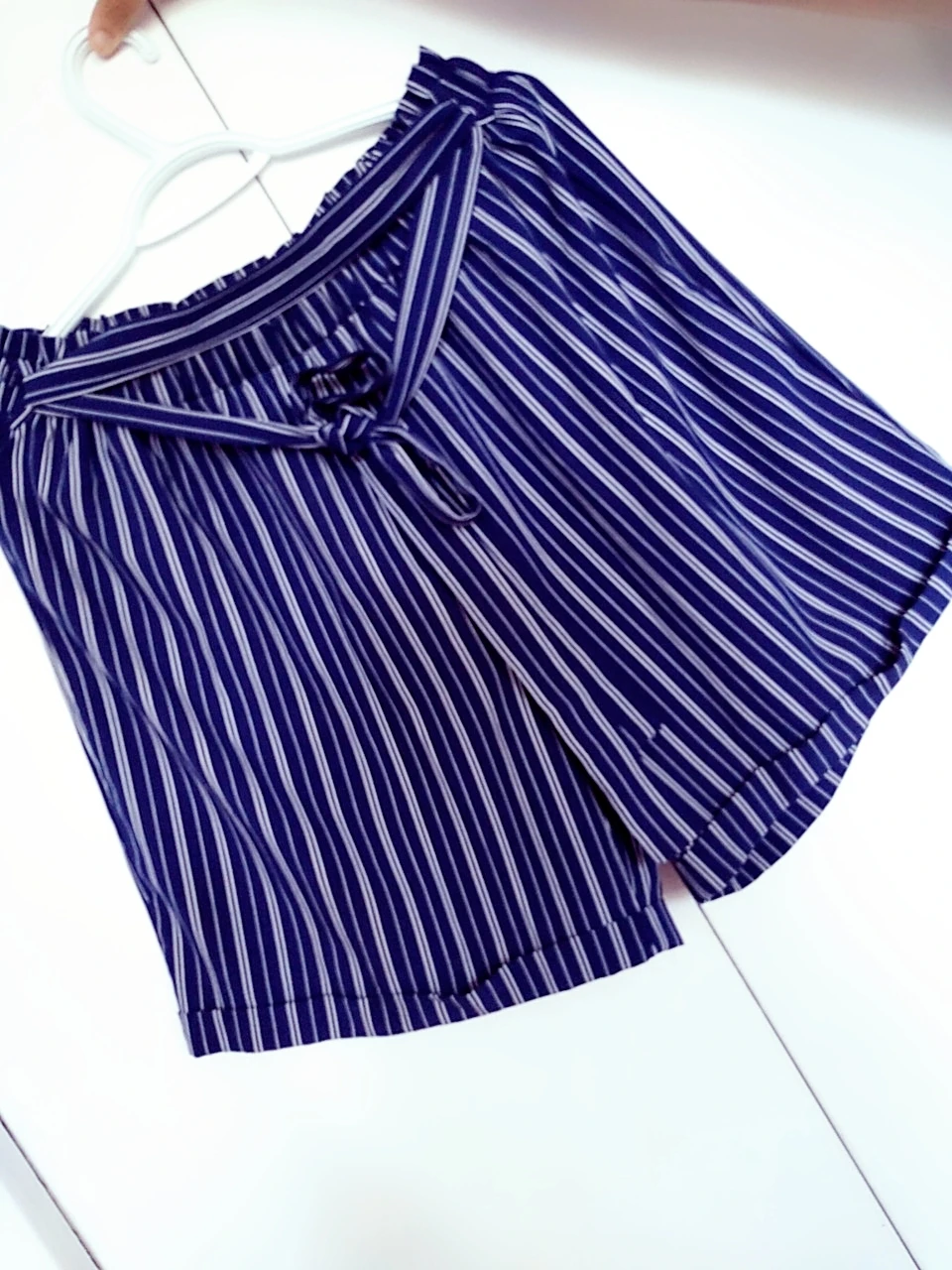 Girls Striped Paperbag Waist Belted Shorts thumbnail