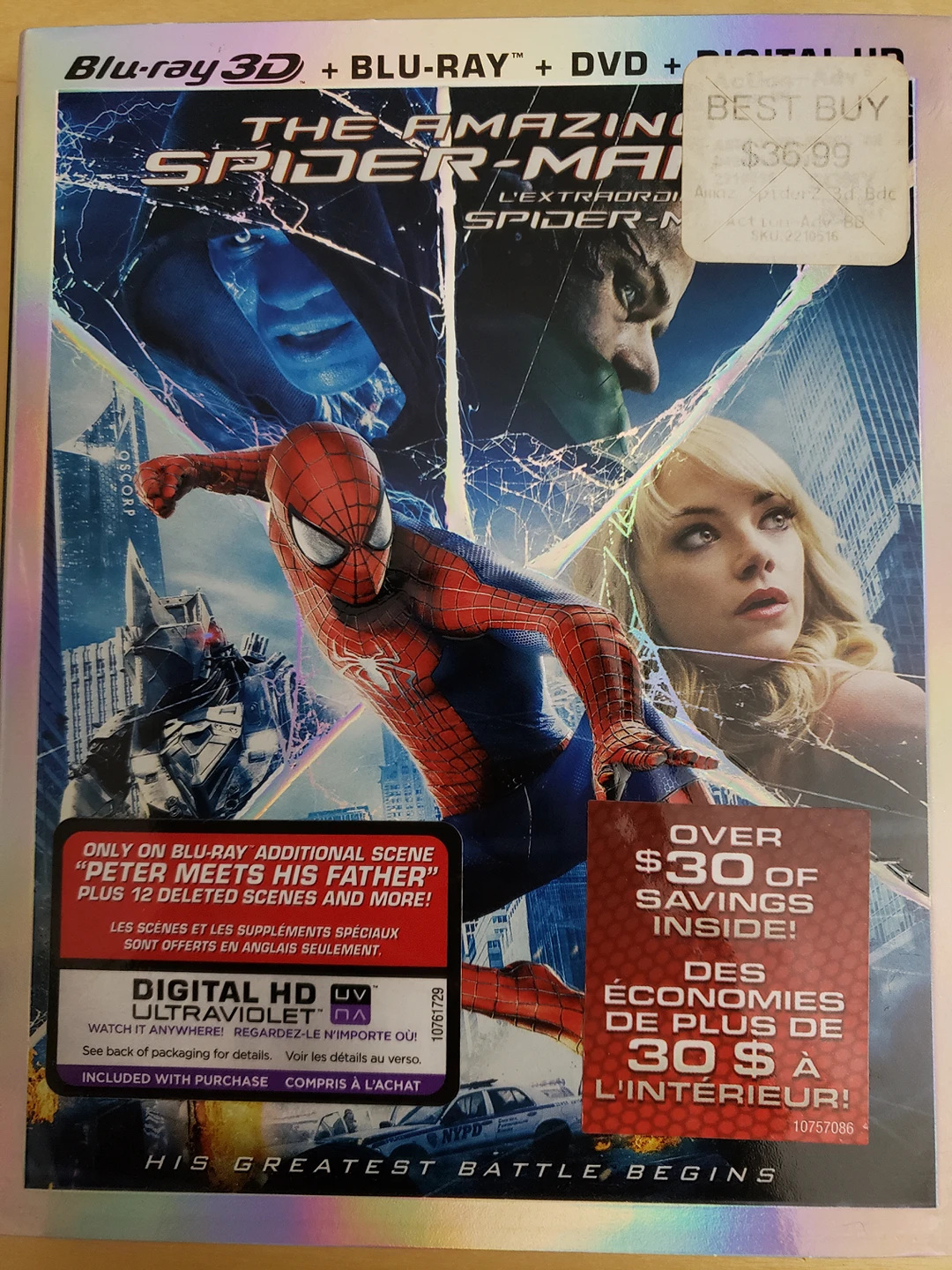 Amazing Spider-Man Blu-ray3D+Blu-ray+DVD+Digital Copy UNOPENED