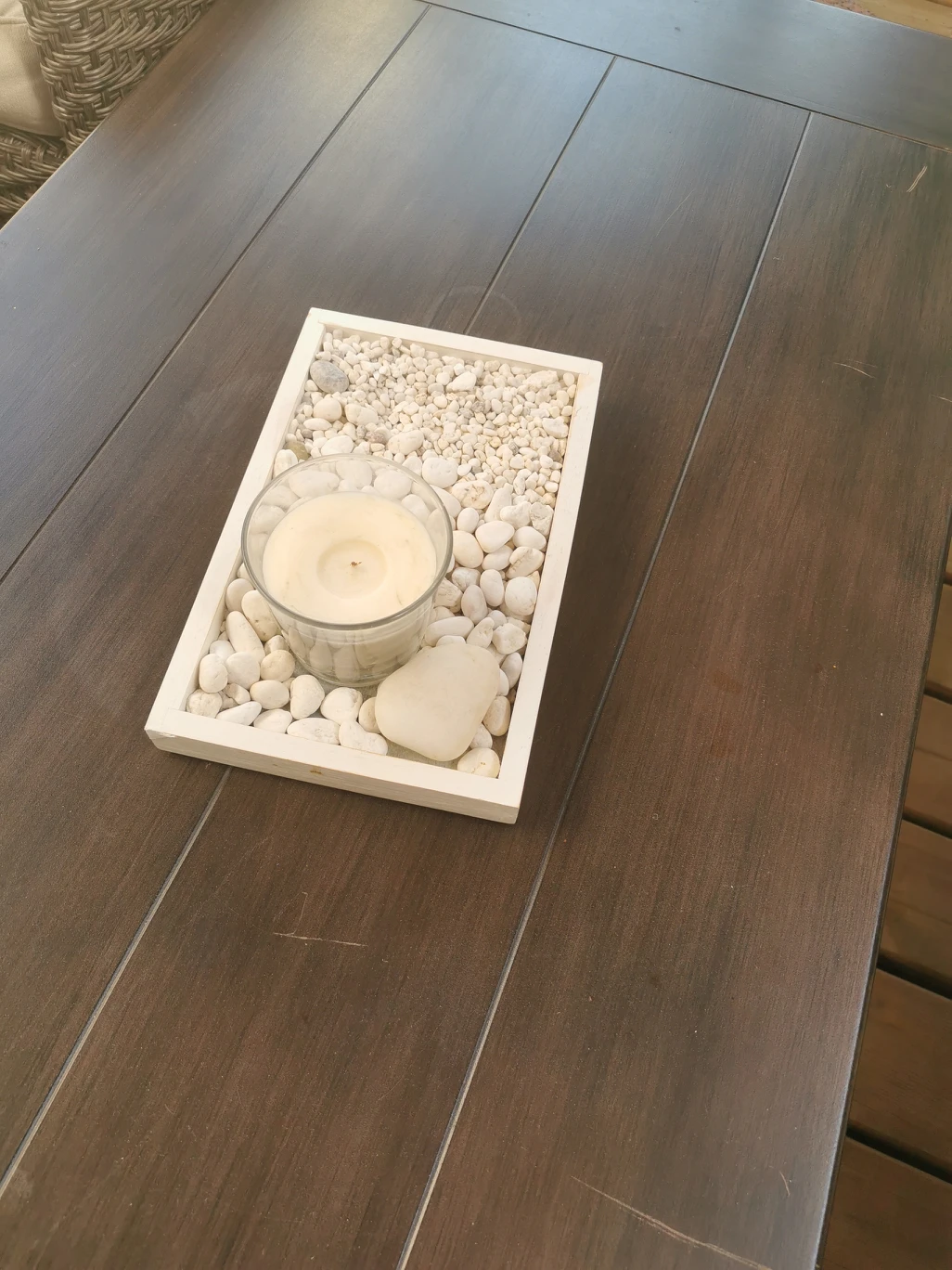 Home decor table top rock garden with candle. thumbnail