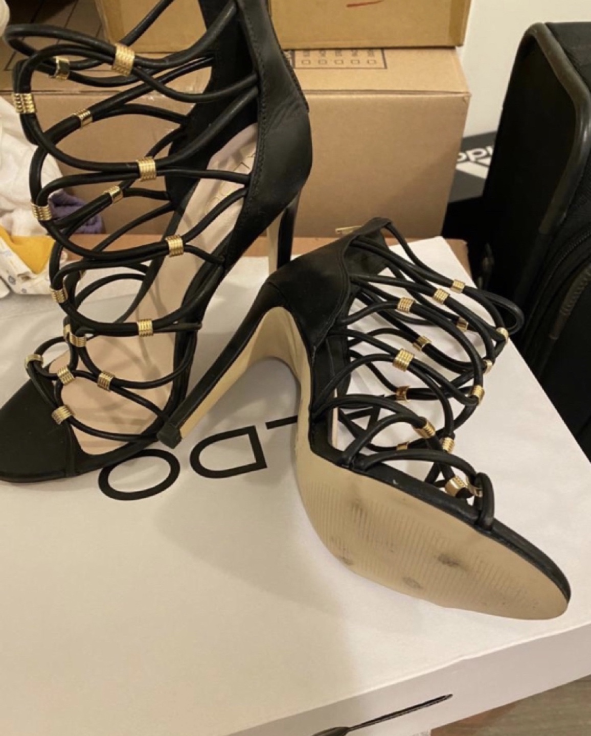Brand new Women’s black heels with gold - photo 2