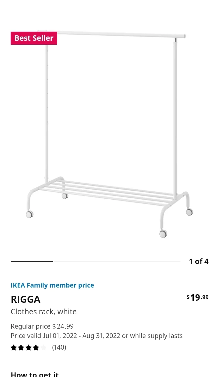 Ikea rigga clothing rack white
