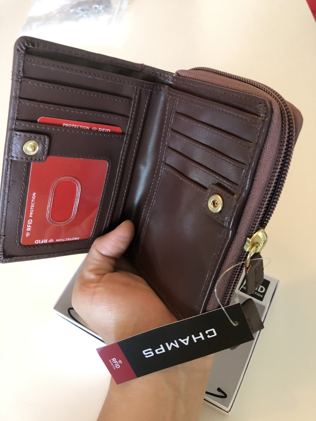 Champs Leather Wallet (Brown, RFID)