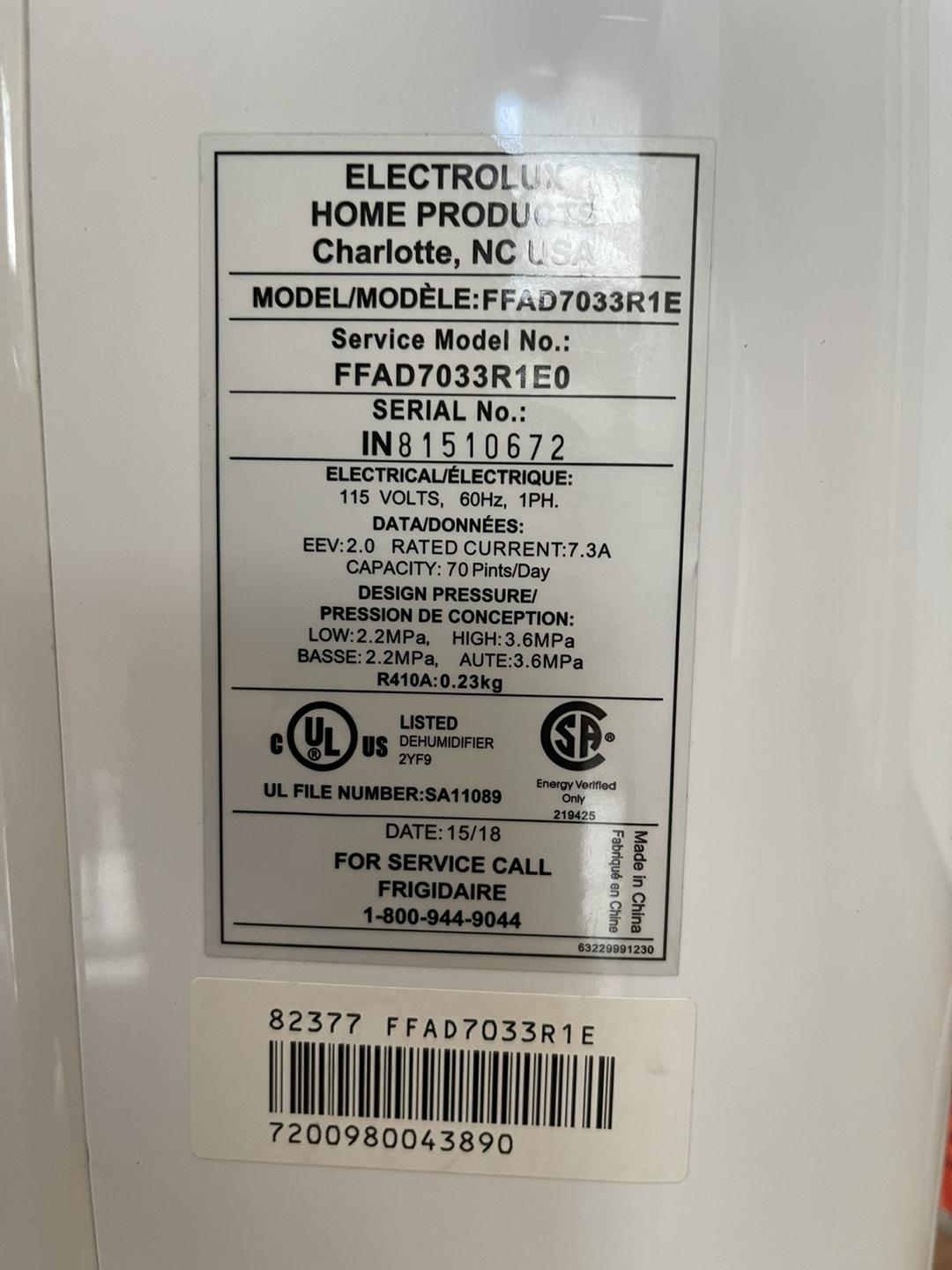 Frigidaire 70 Pint Capacity Dehumidifier - photo 4