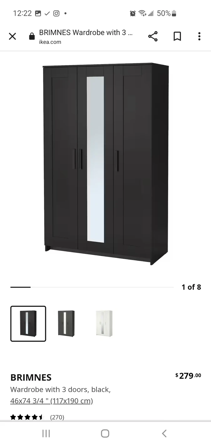 ikea brimnes 3 door wardrobe - photo 5