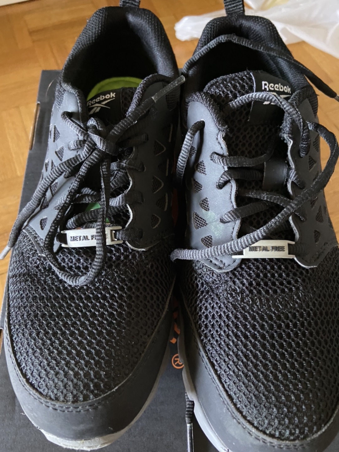 Like new Reebok steel toe shoes.            Size:7.5