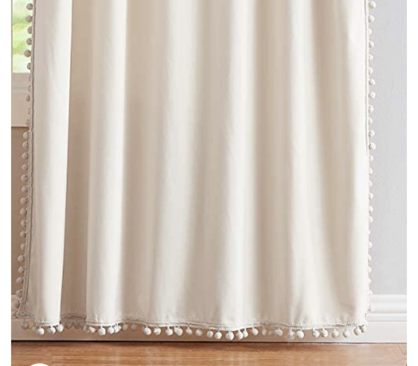 Ivory Velvet Pom Pom Curtains 42" x 95" - photo 2