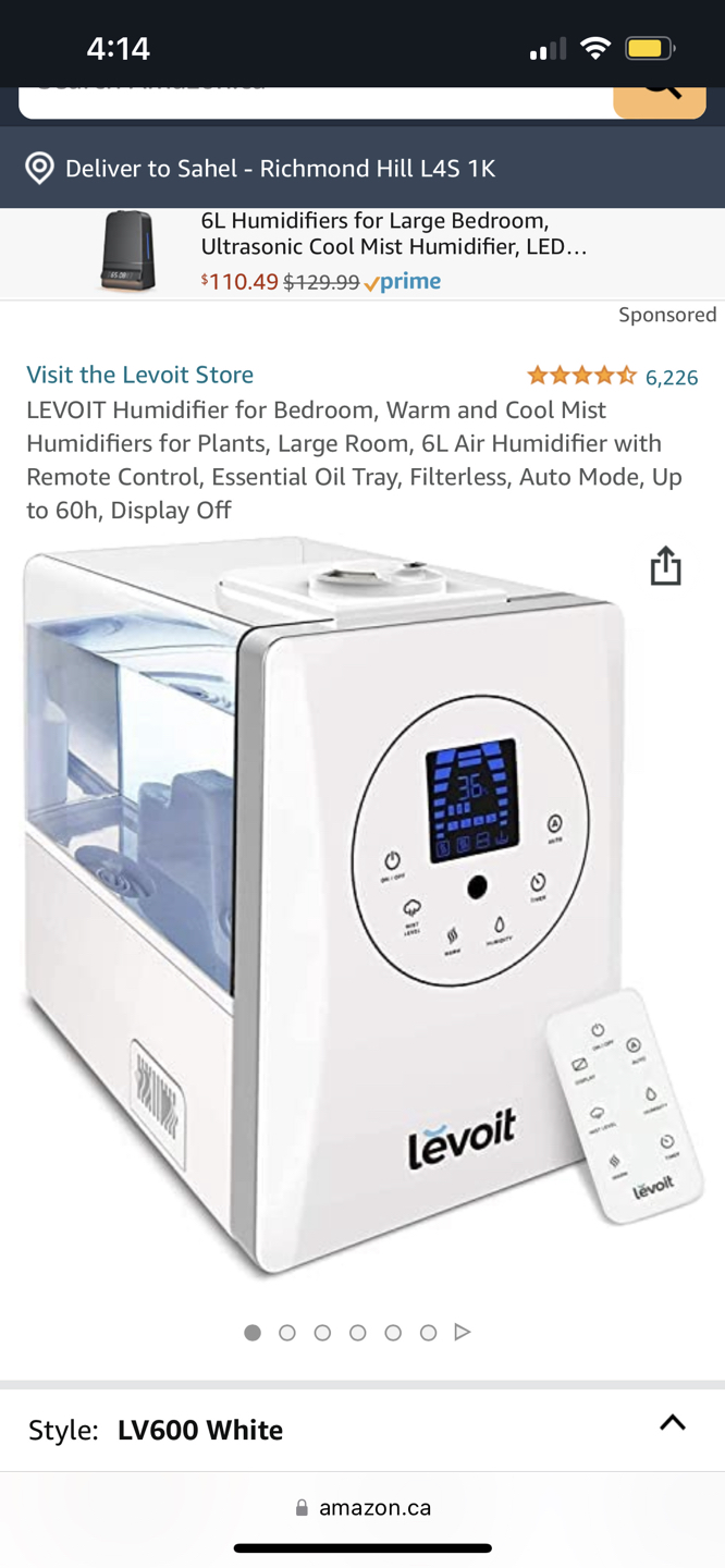 LEVOIT Humidifier for Bedroom, Warm and Cool Mist Humidifier