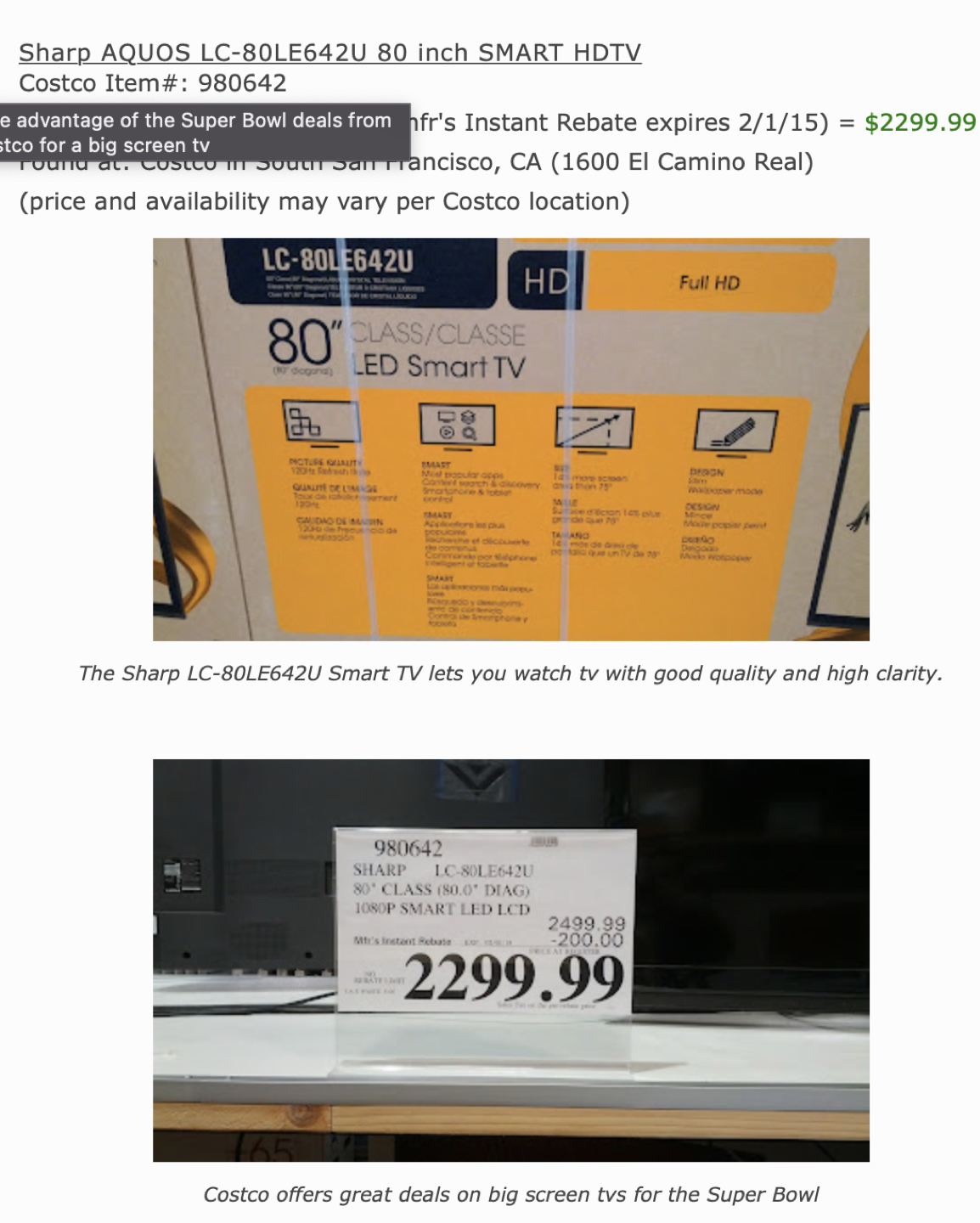 Sharp 80 inch 1080p 120Hz LCD TV - photo 4