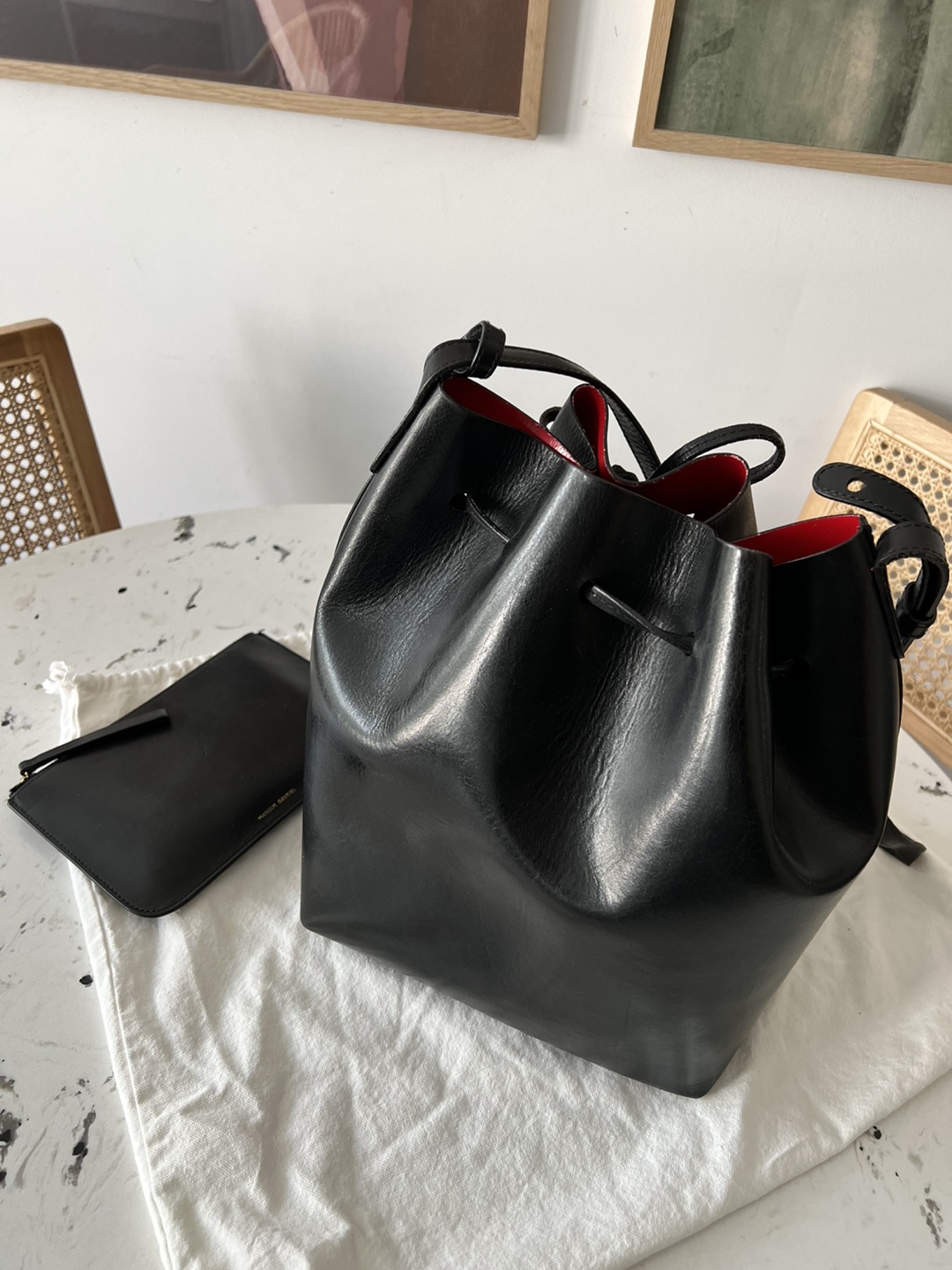 Mansur Gavriel bucket bag in black/red/flamma - photo 4