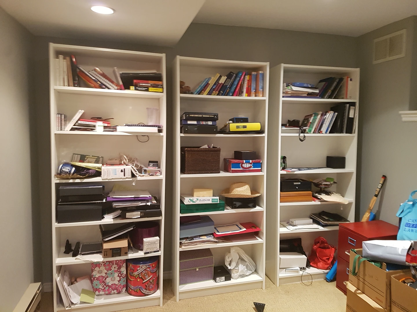 3 Billy IKEA bookshelves