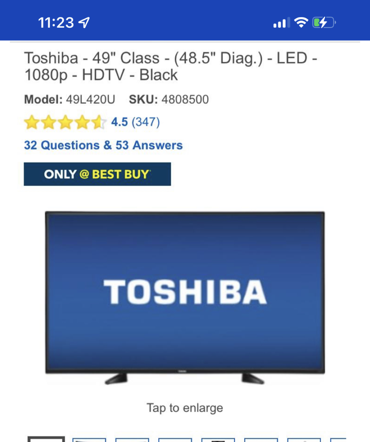 49” Toshiba tv Led 1080 HDTV thumbnail