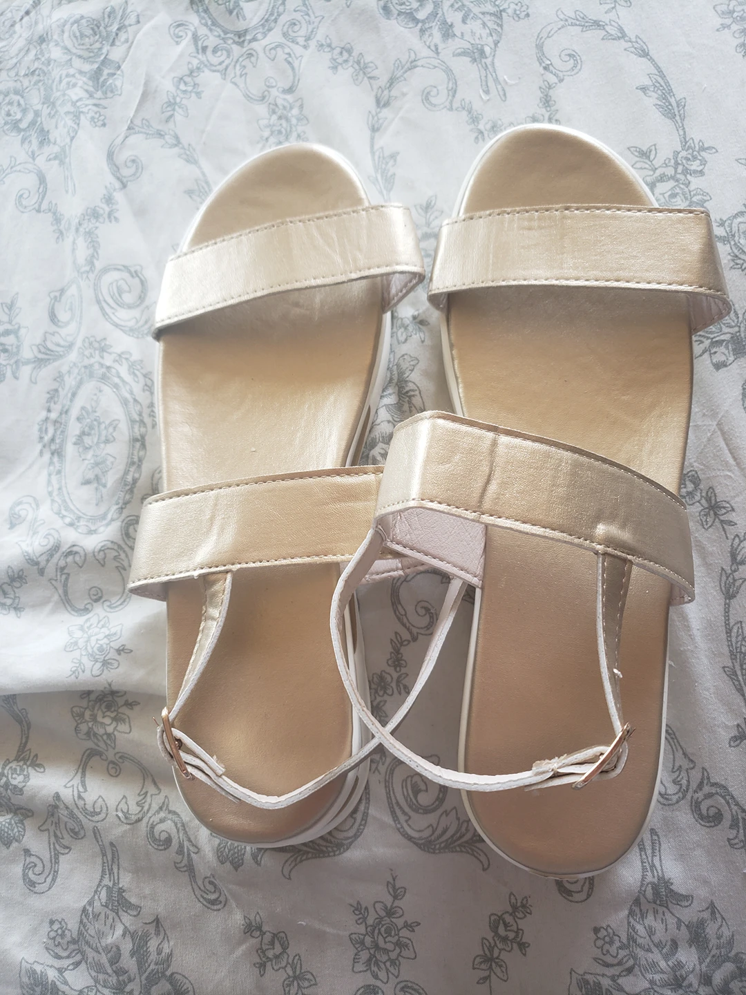 cute matte gold sandals thumbnail