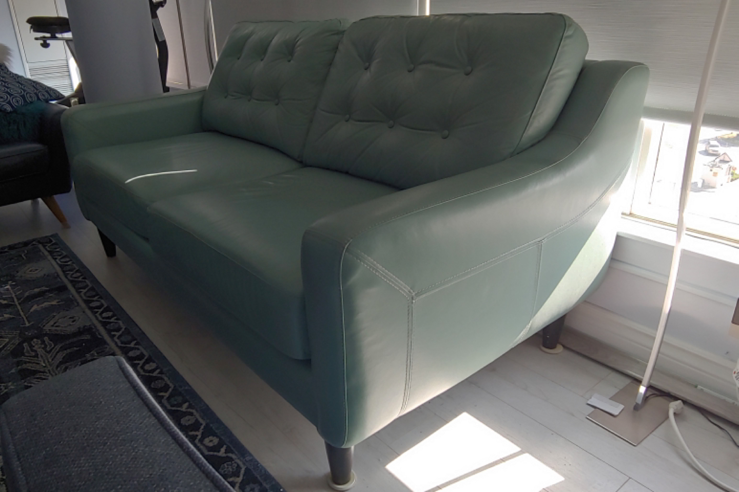 Sea-foam Custom Made Leather Couch from The Chesterfield Shop - photo 3