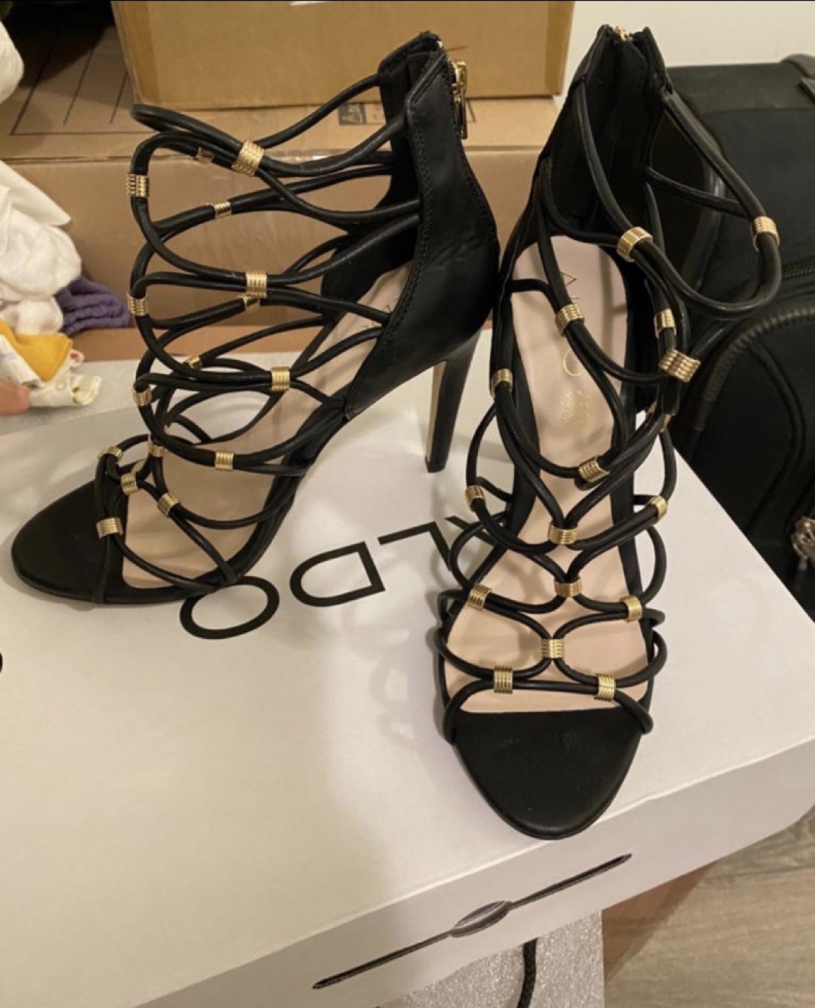 Brand new Women’s black heels with gold