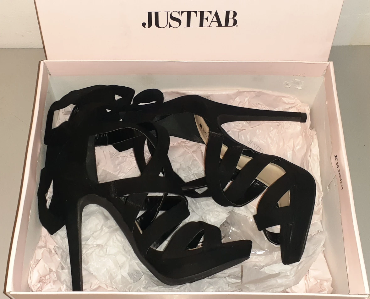 JUSTFAB Drea Black High Heels Stilettos with strap