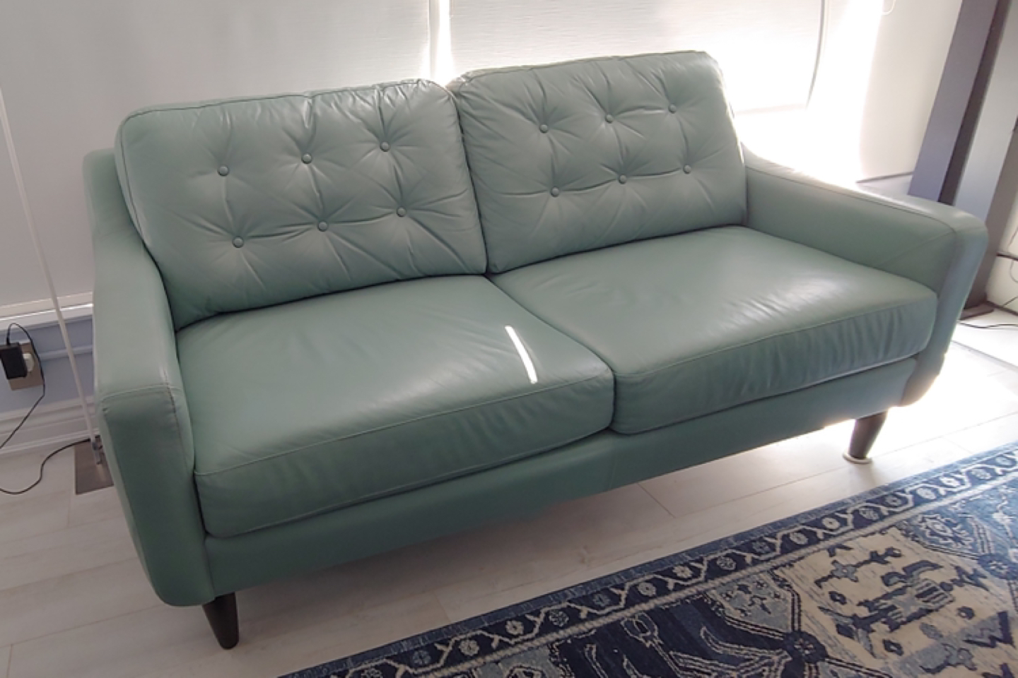 Sea-foam Custom Made Leather Couch from The Chesterfield Shop - photo 4