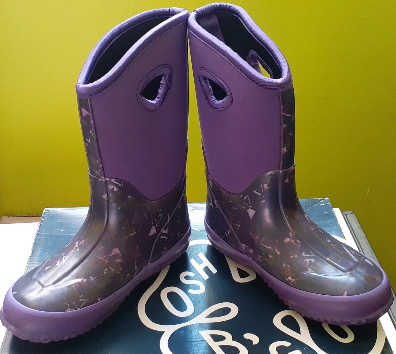 Oshkosh Girls Rain Boots Purple Handles Insulated Waterproof