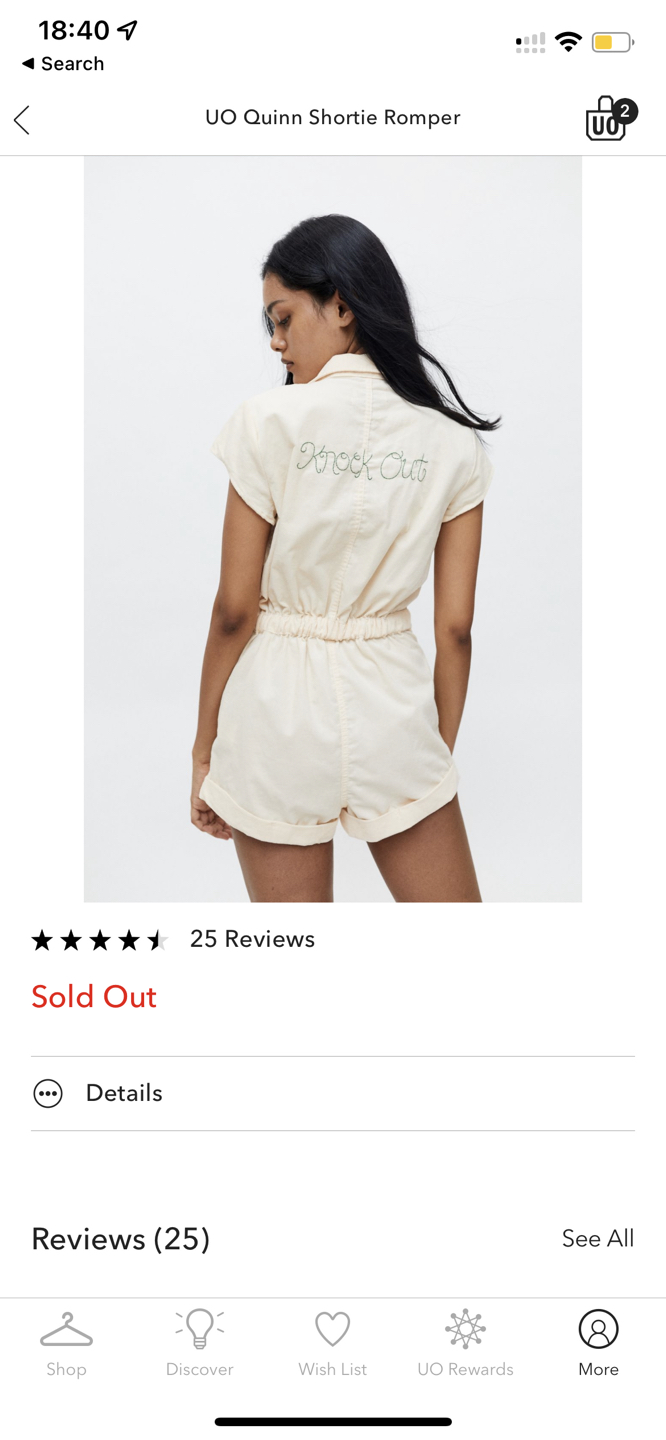 UO Quinn Shortie Romper Size M