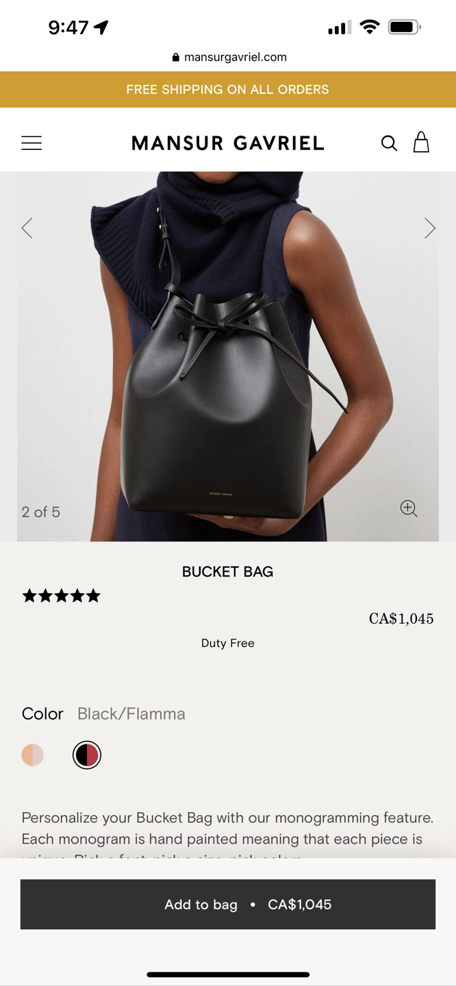 Mansur Gavriel bucket bag in black/red/flamma - photo 5
