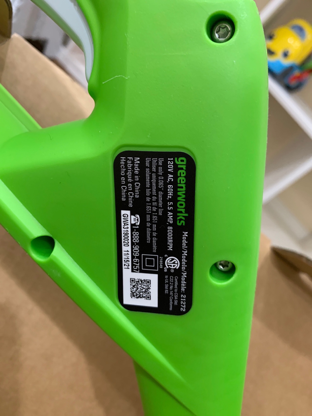 GreenWorks 21272 5.5Amp 15-Inch Corded String Trimmer image indicator(3)