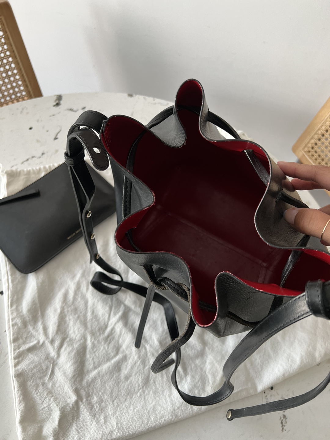 Mansur Gavriel bucket bag in black/red/flamma - photo 3