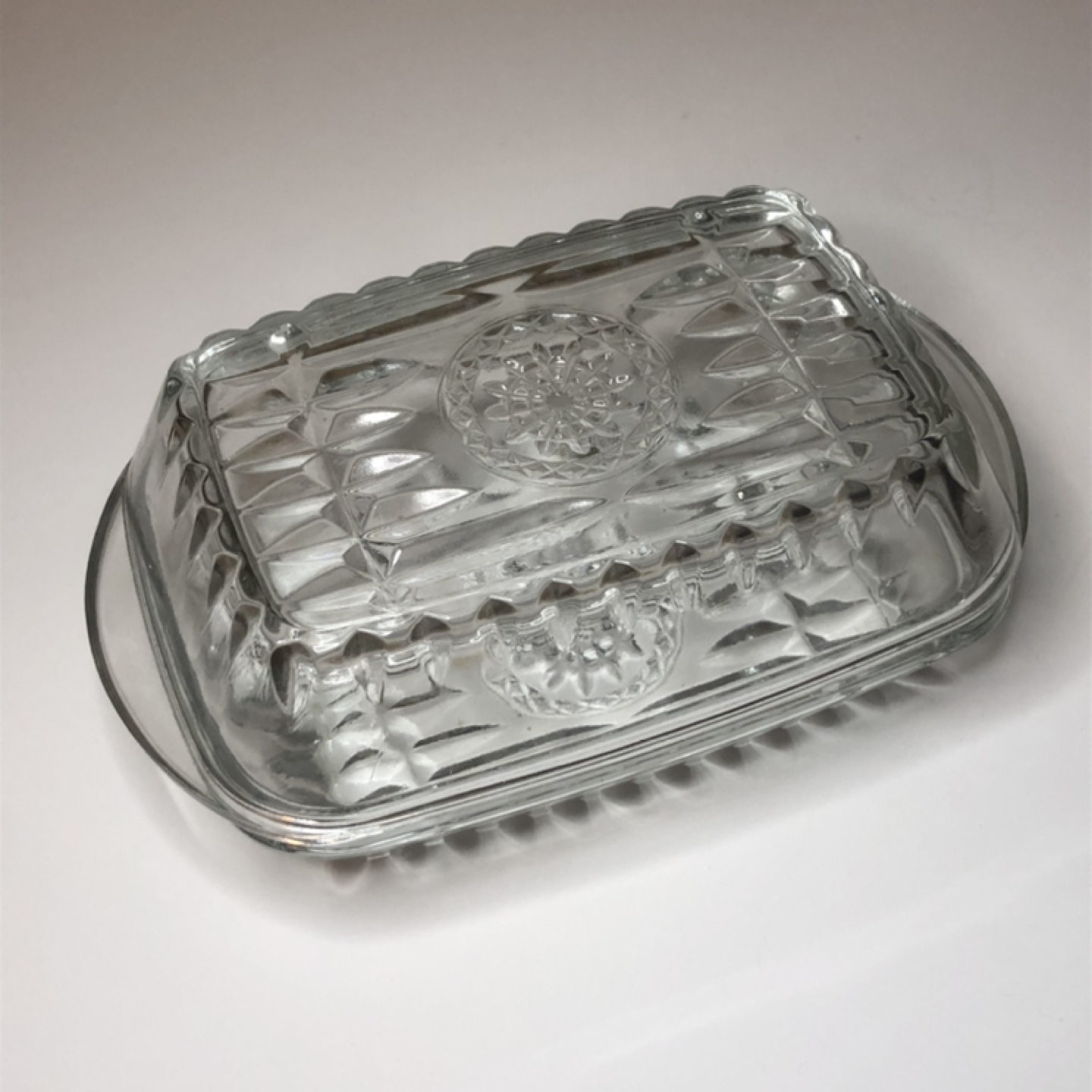 Vintage Pressed Glass Rectangular Butter Dish