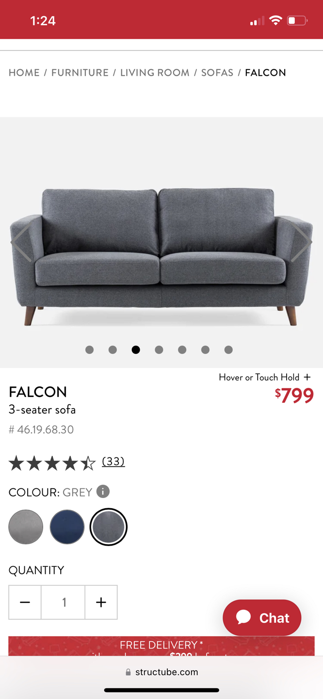 Structube Falcon 3 Seater Sofa