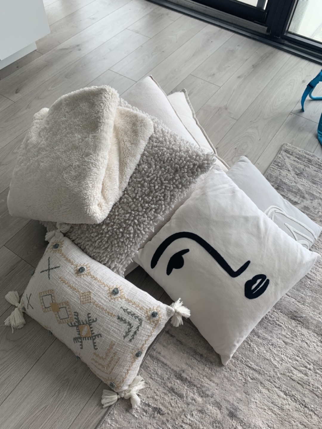 MOVING SALE Selection of Throw pillows and fluffy blanket