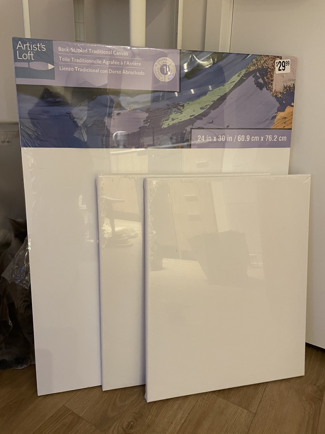 Unused white canvases