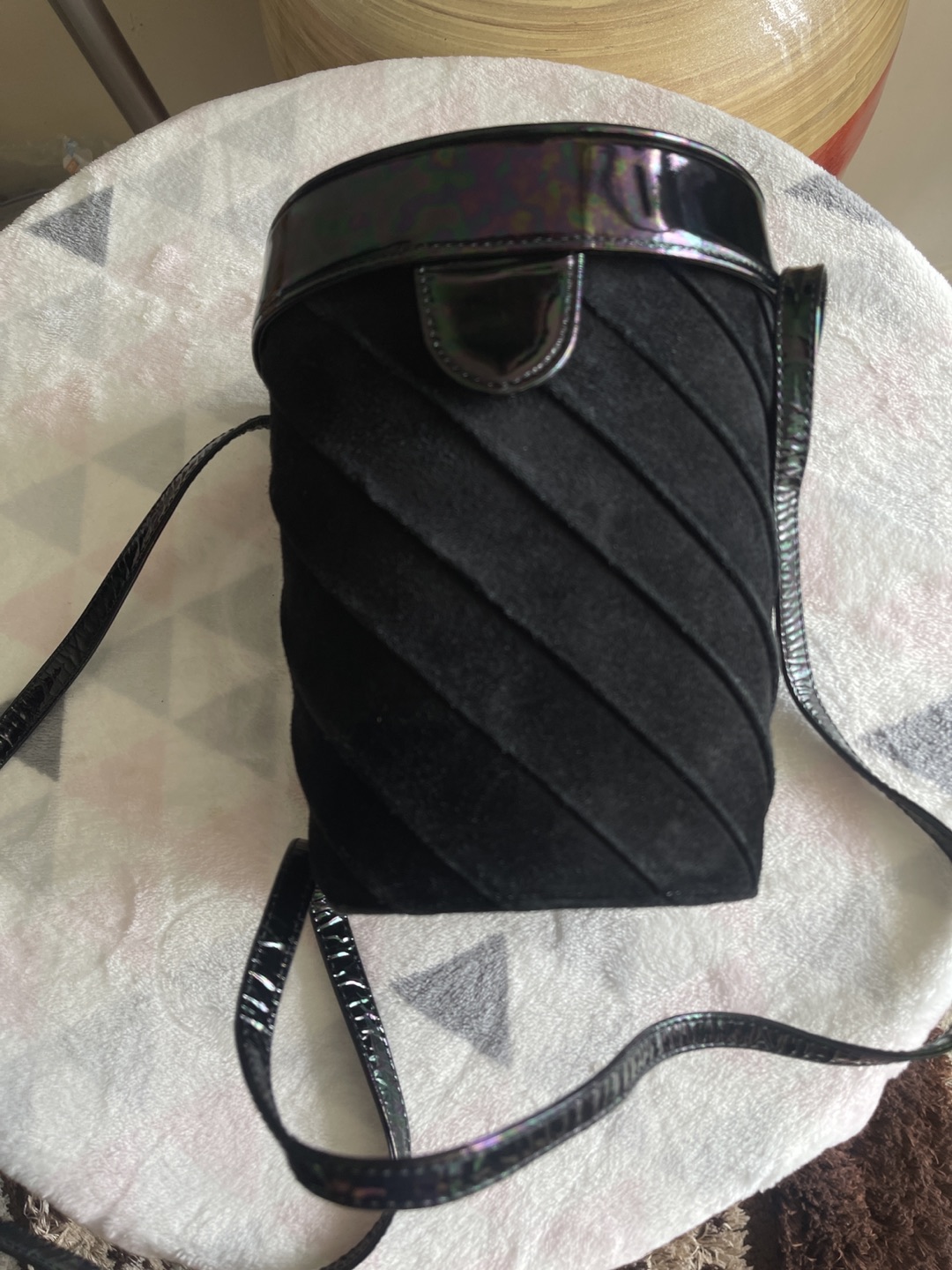Suede sling bag black thumbnail