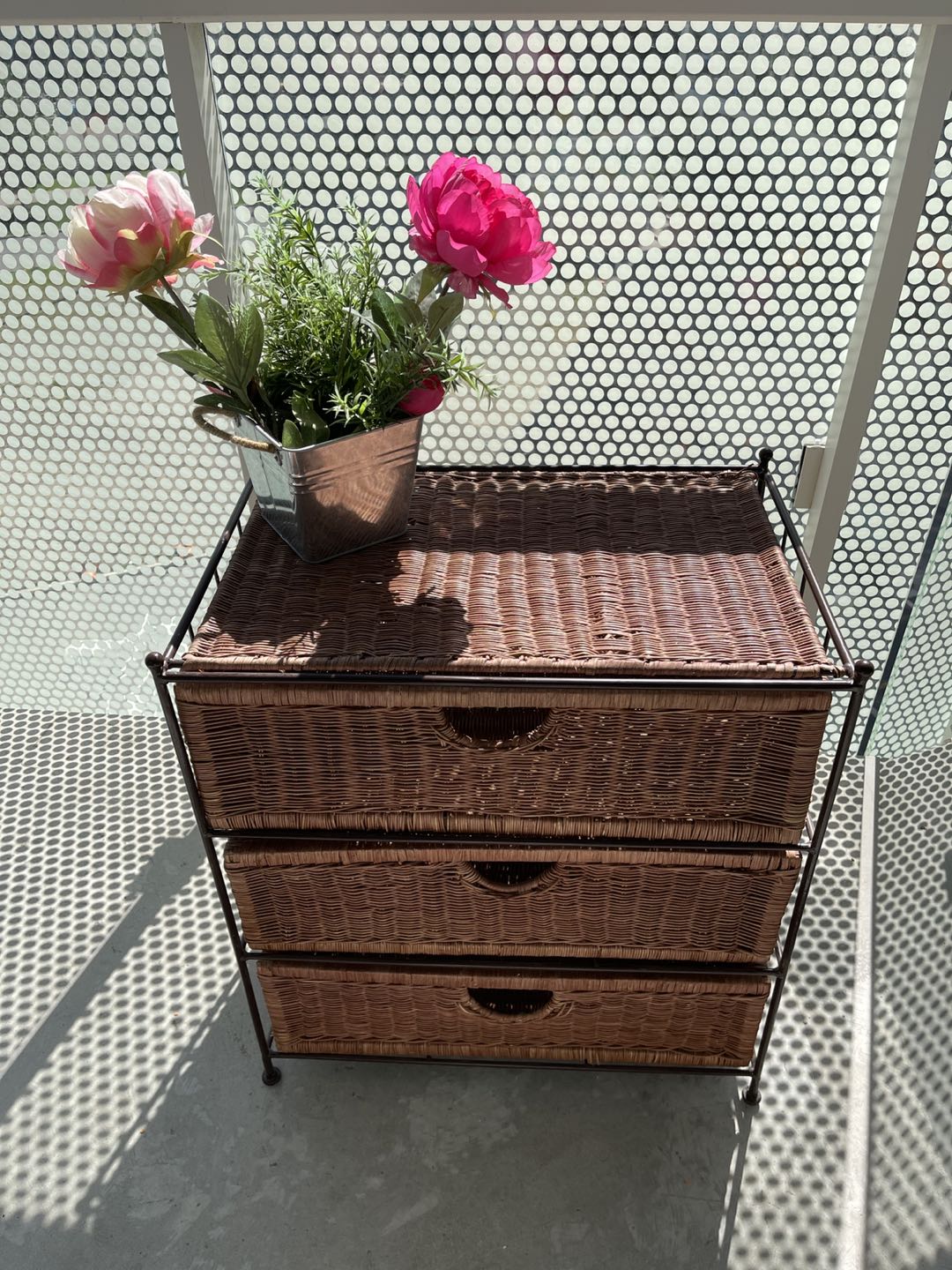 3 Drawer wicker Storage Shelf