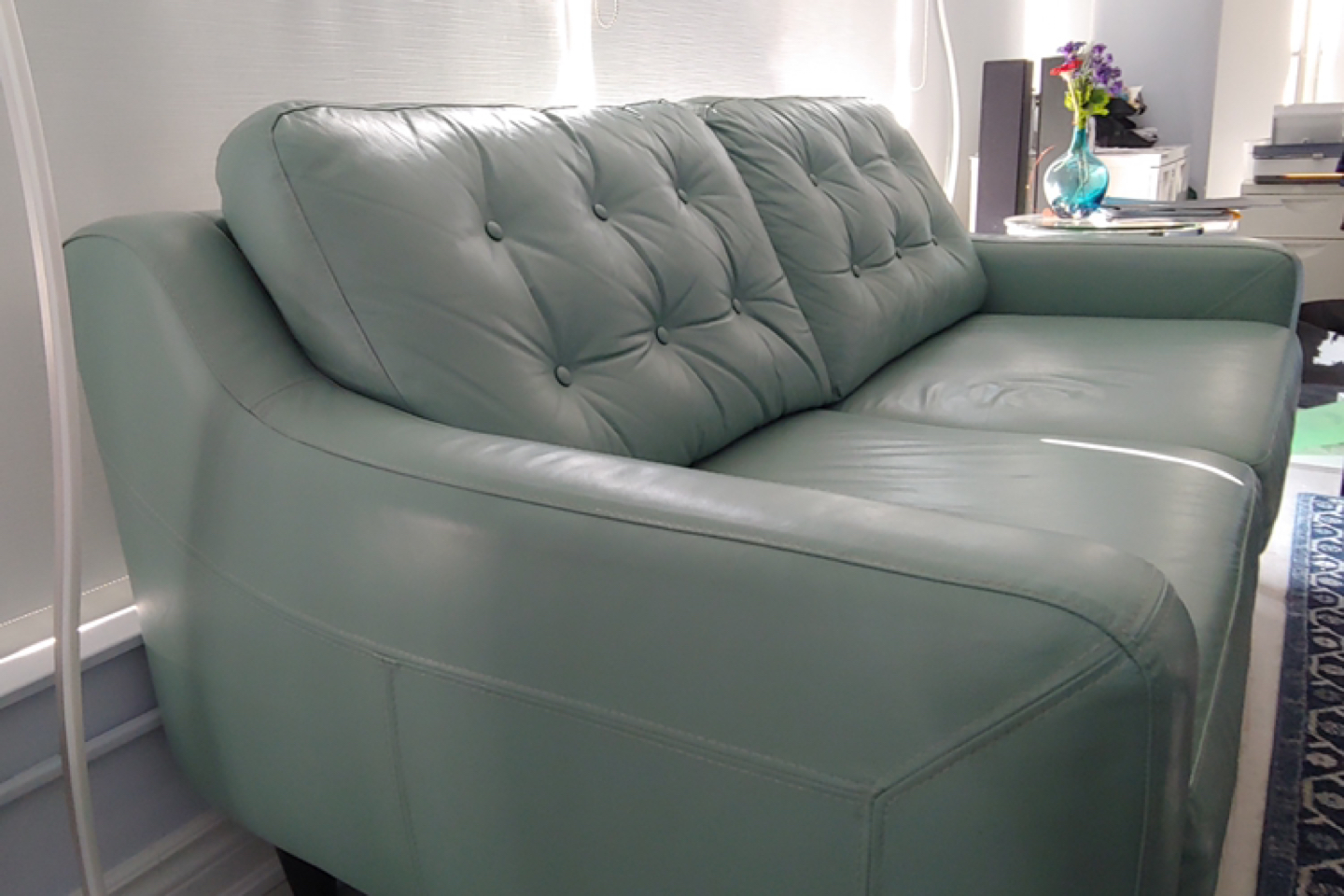 Sea-foam Custom Made Leather Couch from The Chesterfield Shop - photo 5