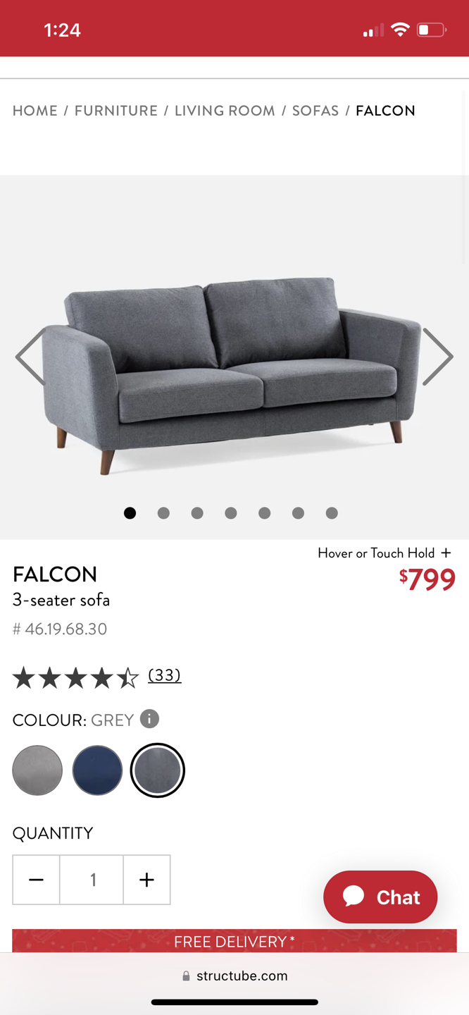 Structube Falcon 3 Seater Sofa - photo 2