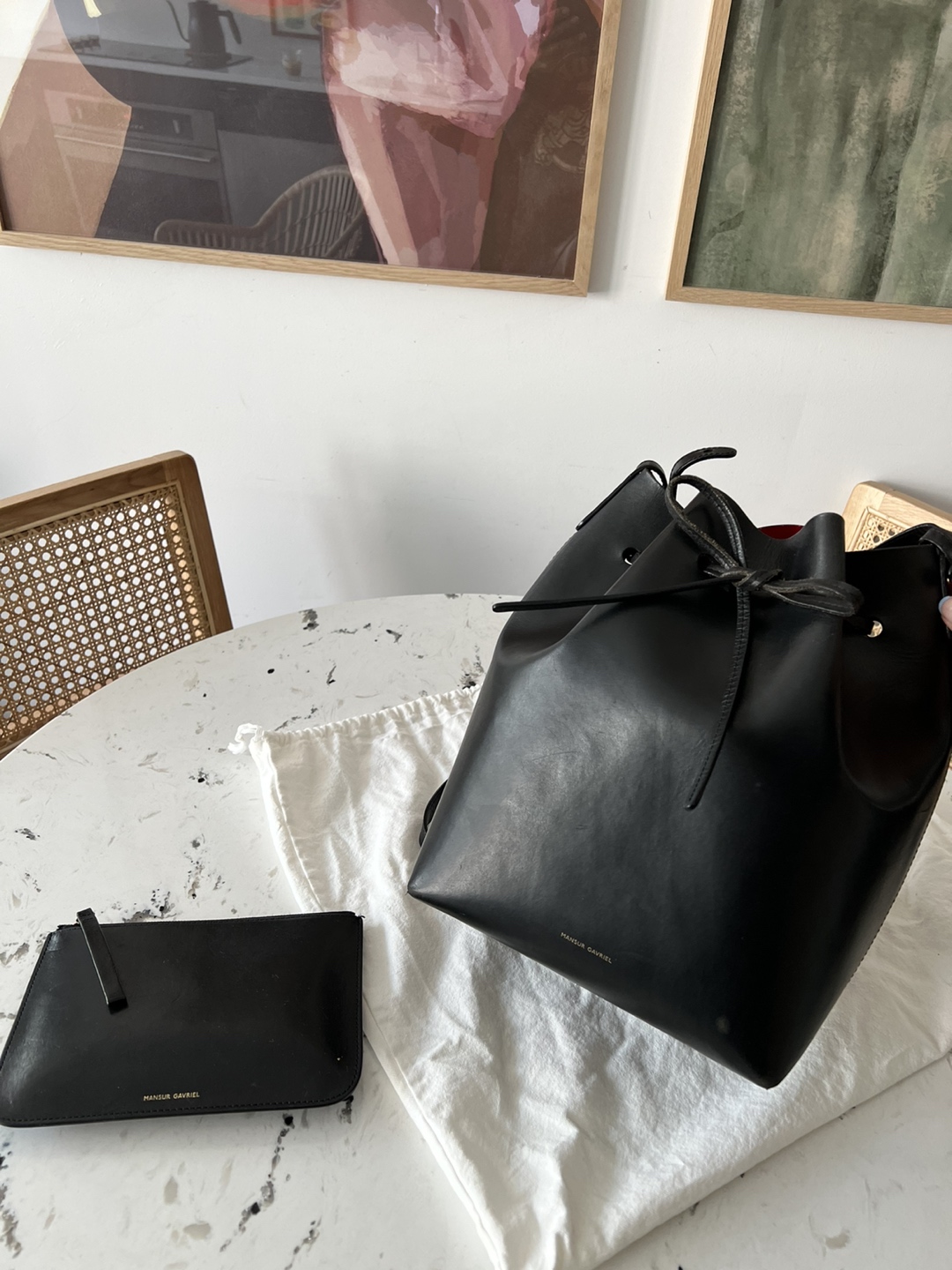 Mansur Gavriel bucket bag in black/red/flamma - photo 2