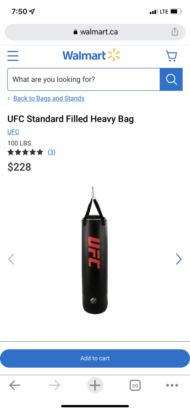 UFC standard heavy bag 100lb