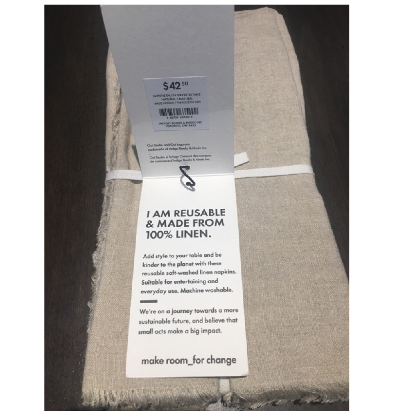 Hemmed Linen Napkins in Natural, Set of 4 image indicator(3)