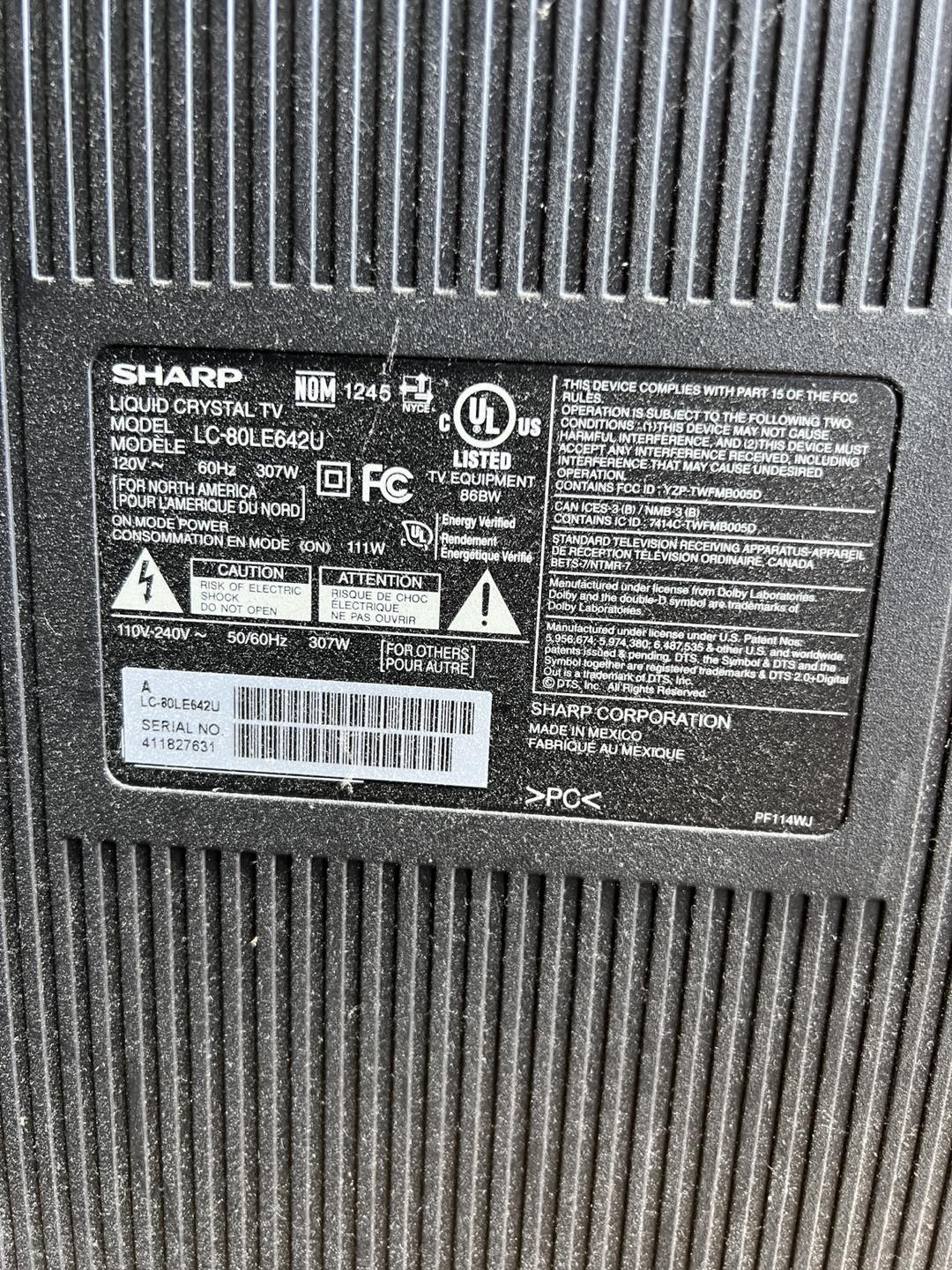 Sharp 80 inch 1080p 120Hz LCD TV - photo 2