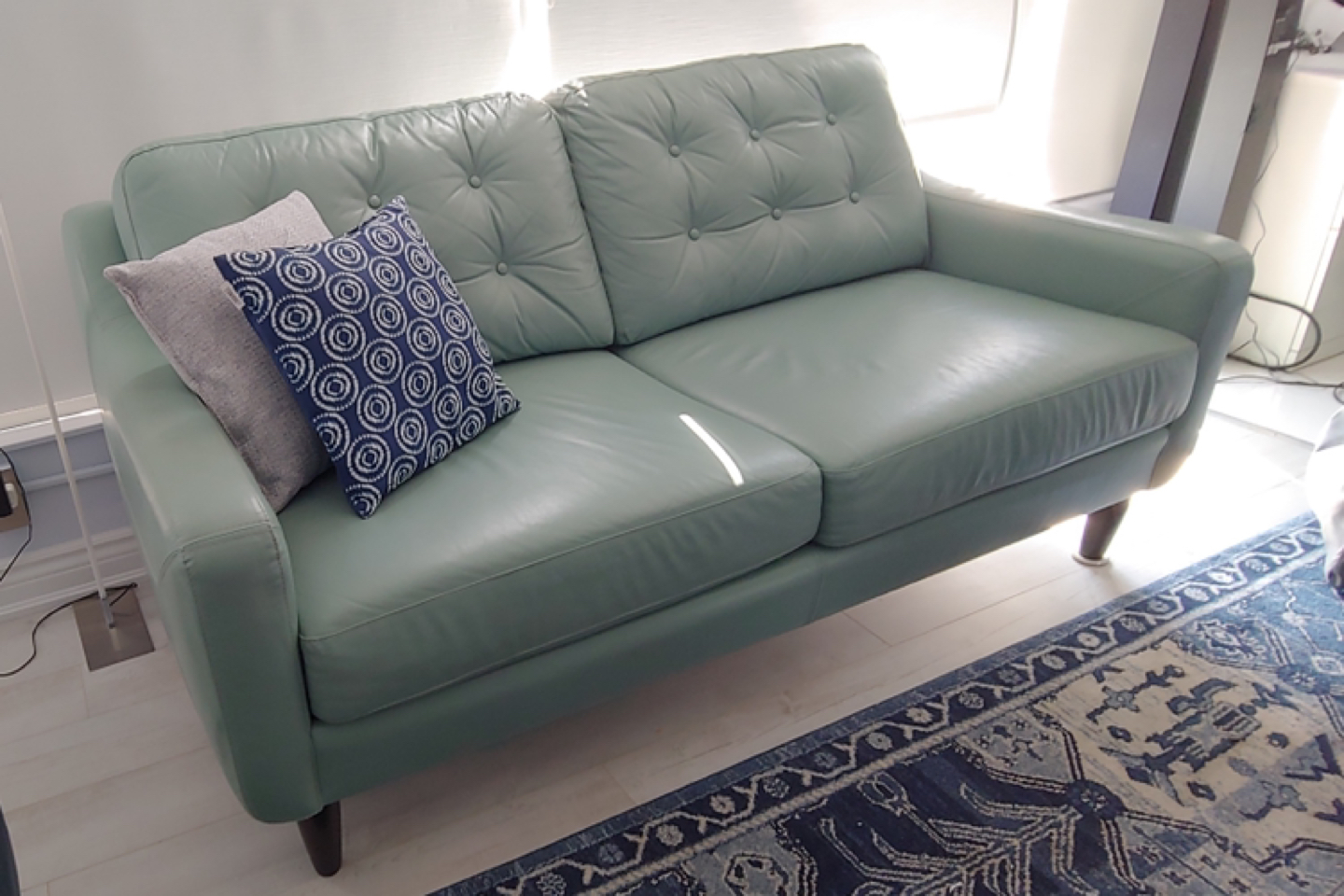 Sea-foam Custom Made Leather Couch from The Chesterfield Shop