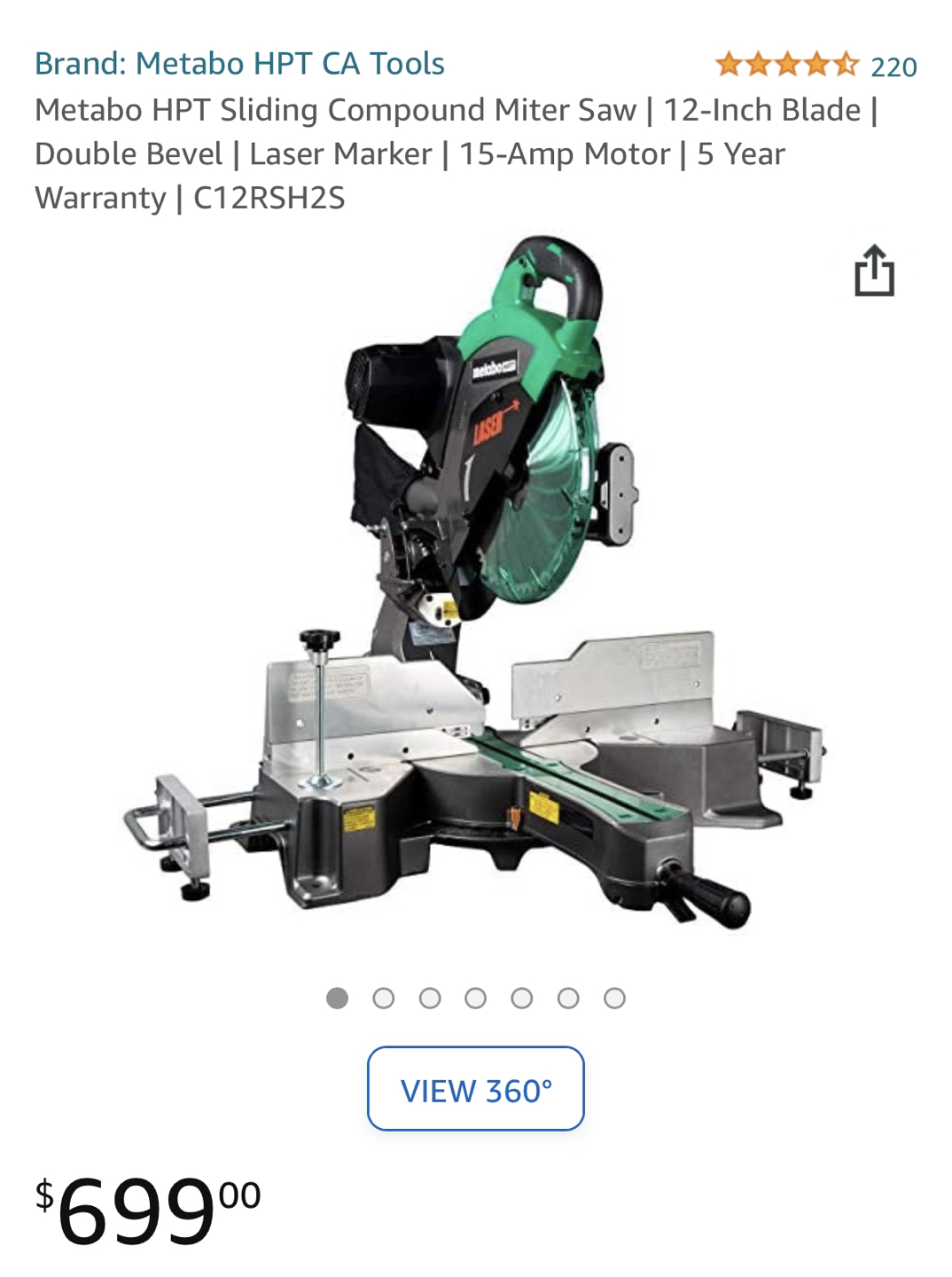 Metabo HPT Sliding Compound Miter Saw, 12-Inch Blade