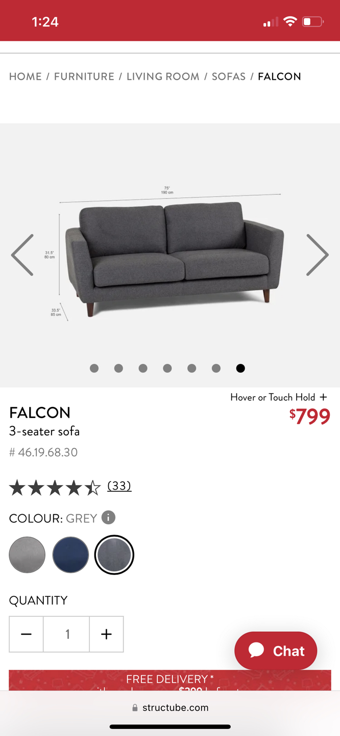 Structube Falcon 3 Seater Sofa - photo 3