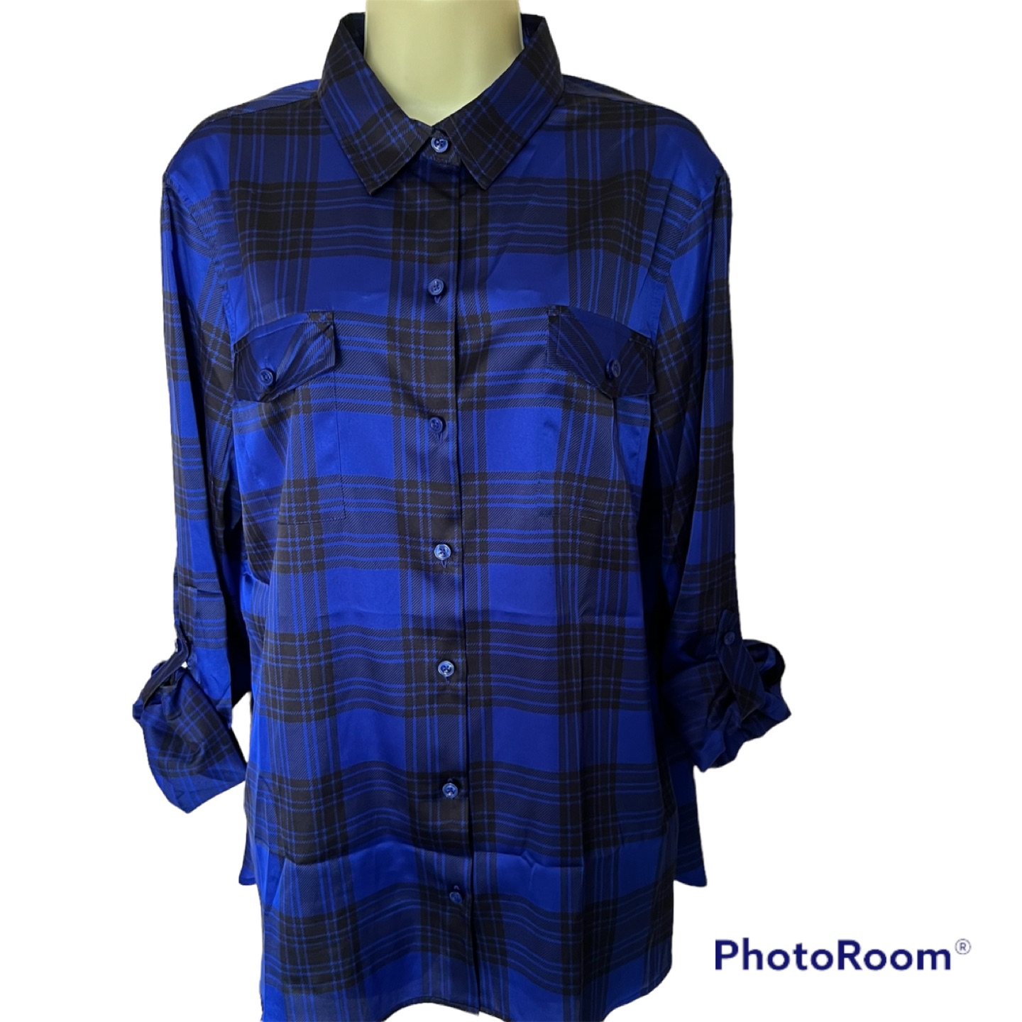 Jones New York casual Plaid blue Shirt. Size X-Large - photo 2