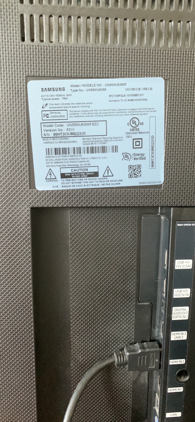 Samsung smart TV series 6
model UN55MU6300F - photo 3