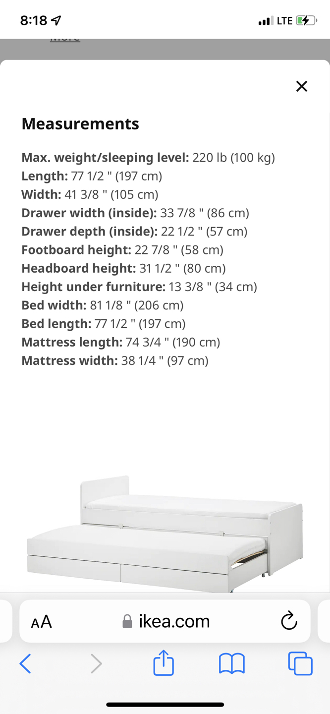 IKEA 2 beds+ 2 storage drawers