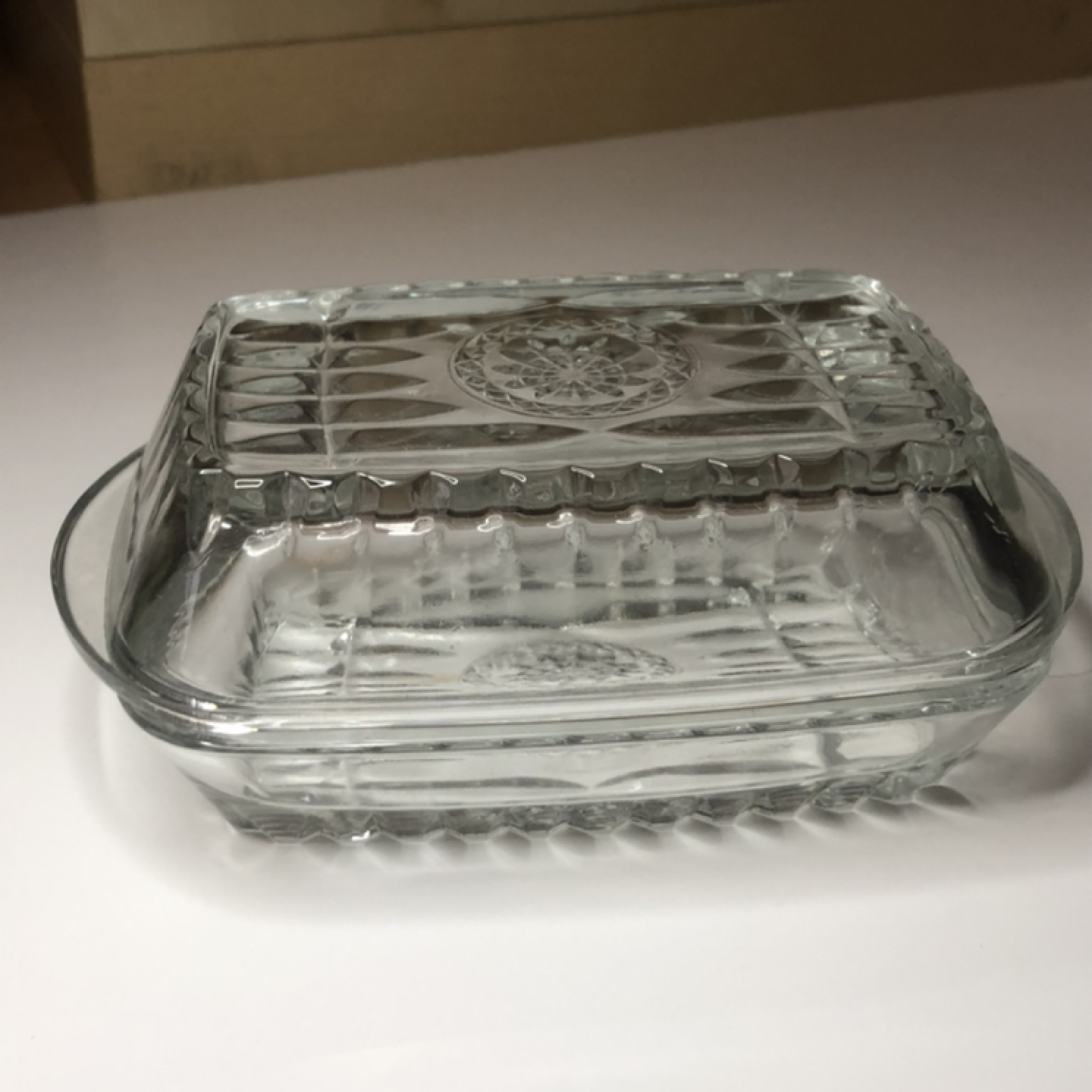 Vintage Pressed Glass Rectangular Butter Dish - photo 2