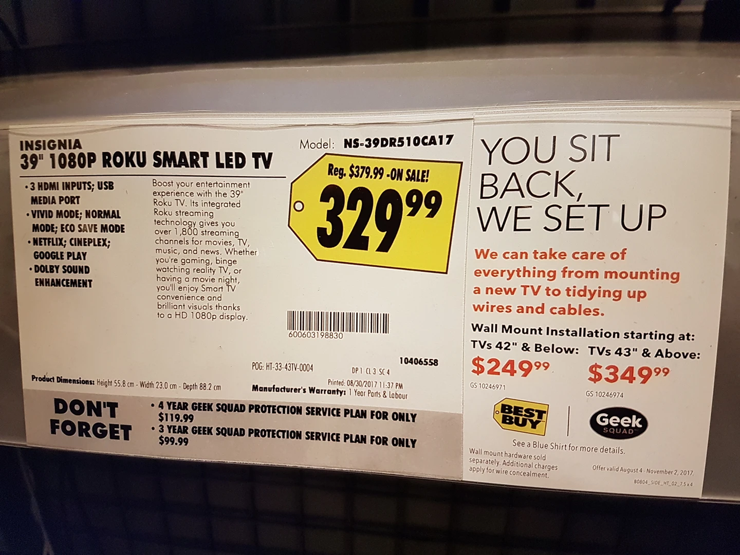 39" 1080p Insignia Roku Smart Led TV - photo 2