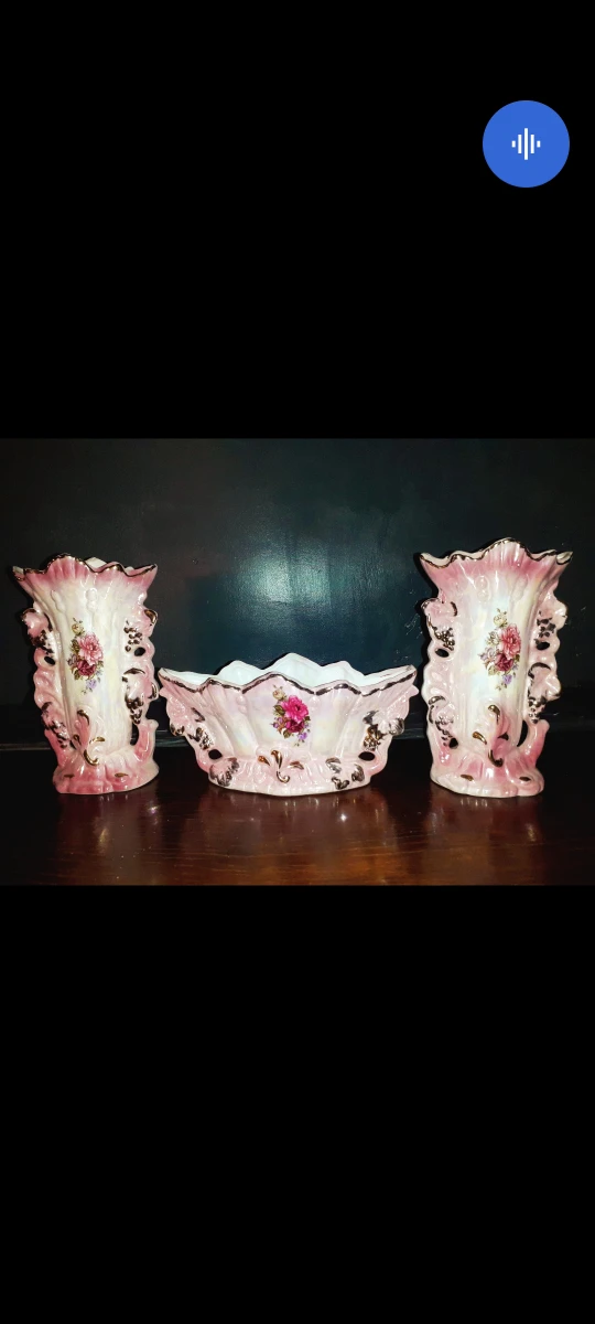 VINTAGE PORCELAIN VASE DECOR SET 3PCS